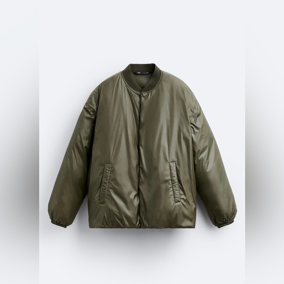 ZARA Oversized Bomber Jacket – Unisex, Size M, Green, New with Tags - Picture 6 of 17